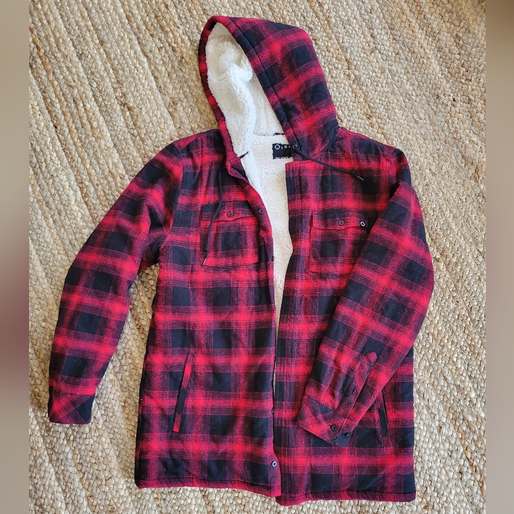 Men's Empyre Red Buffalo Plaid Sherpa Lined Flannel Size XL